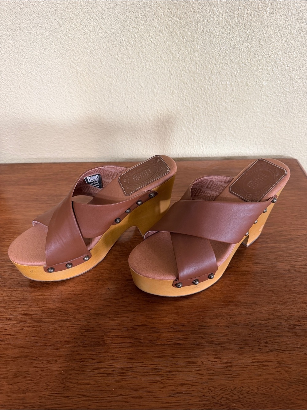 Dingo Brown Leather Platform Sandals - Women - Picture 2 of 3